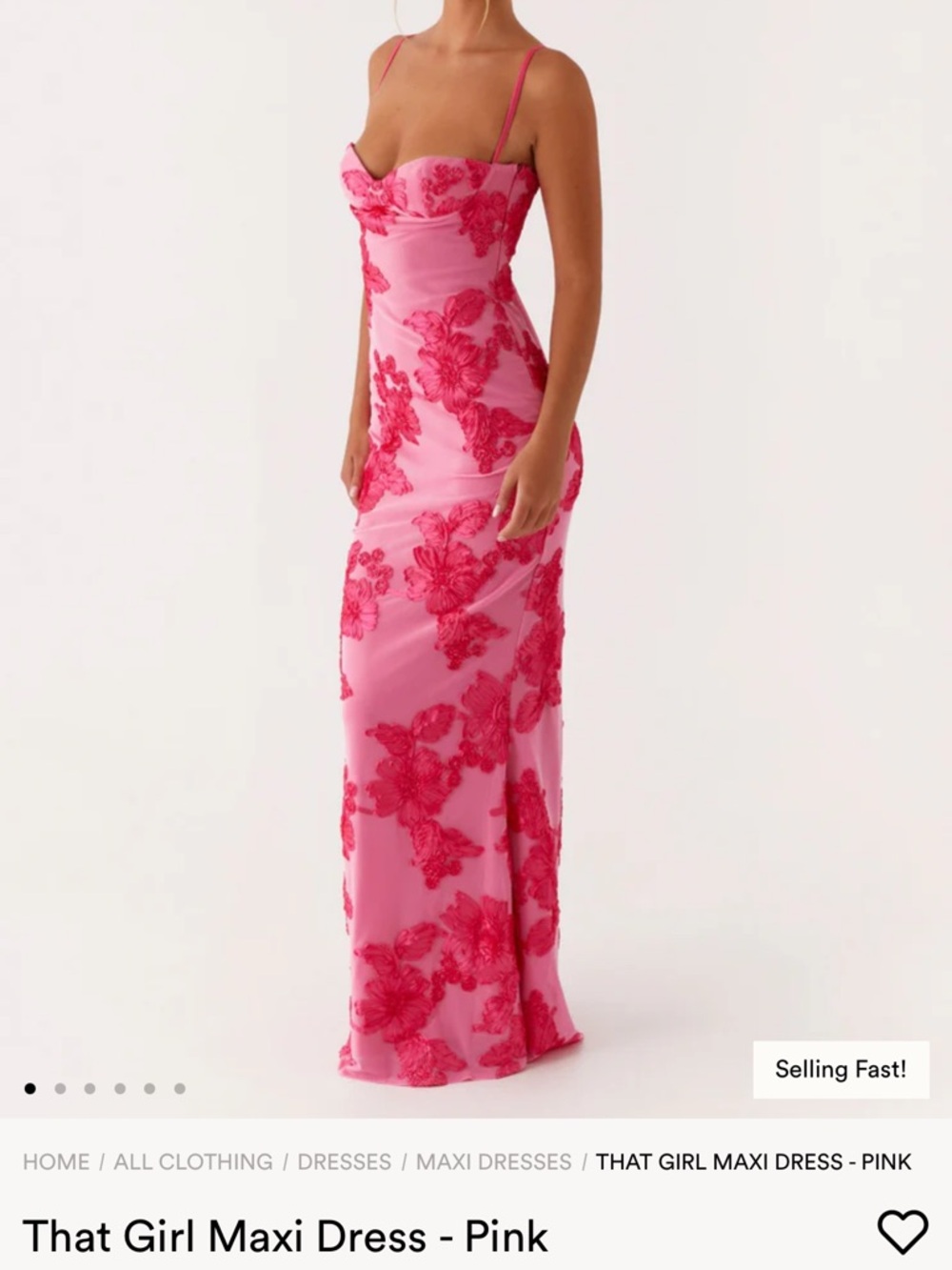 Peppermayo Pink Floral Lace Maxi Dress